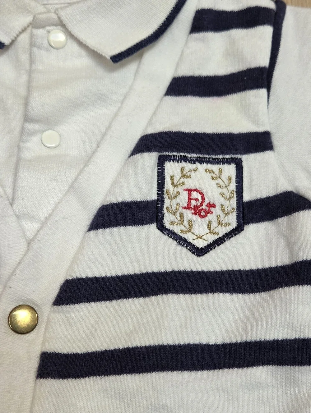 VTG Baby Dior Striped Faux Layered Cardigan Set 18M